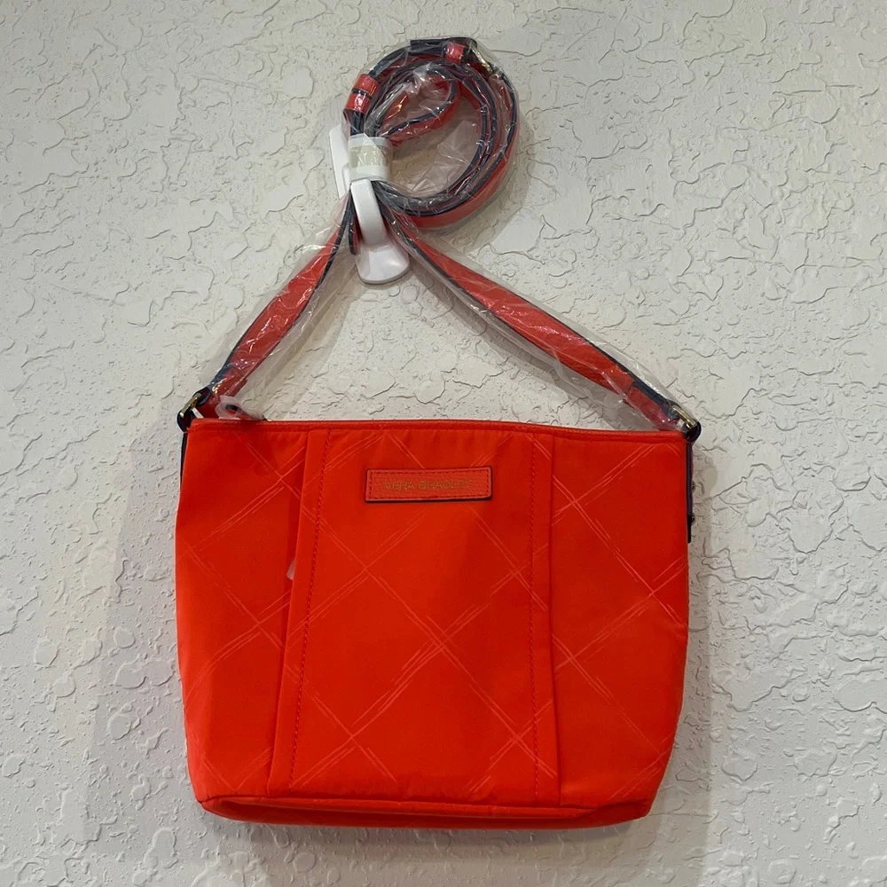 Vera Bradley Preppy Poly Bright Orange Crossbody Bag NWOT - Picture 2 of 11